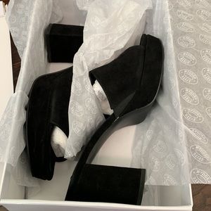 Steve Madden Hayes black suede platform slides size 8